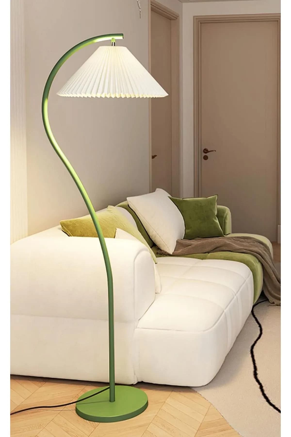 Umbrella Şapkalı Eskitme Gold Şık Modern Lambader Dekoratif Salon Yatak Odası