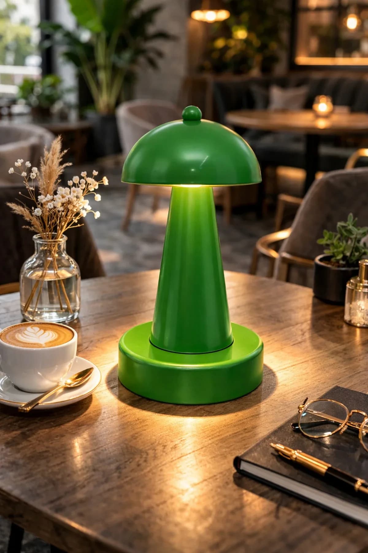 Como Model Bordo Pilli Masa Lambası Cafe Salon Yatak Odası Abajur Aç-Kapa Tuşlu