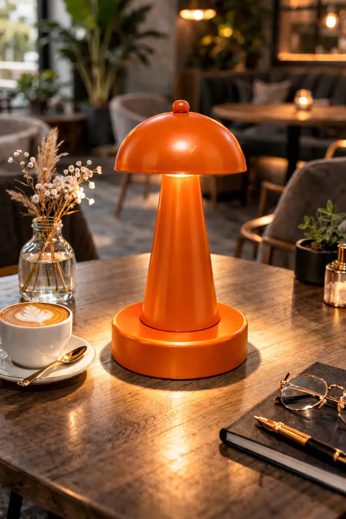 Como Model Bordo Pilli Masa Lambası Cafe Salon Yatak Odası Abajur Aç-Kapa Tuşlu