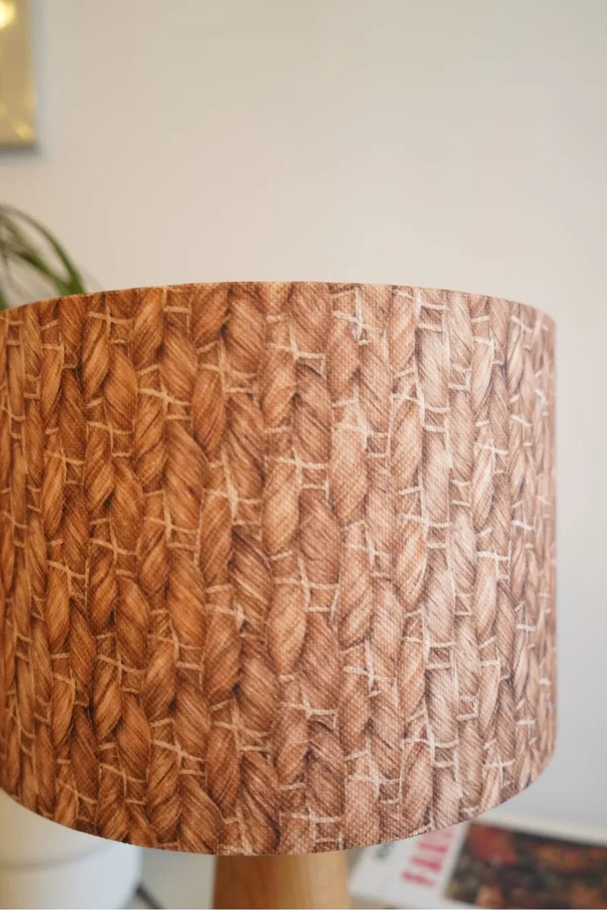 Ahşap Ayaklı Home Detaylı Silindir Masa Lambası Dekoratif Abajur Salon Yatak Odası