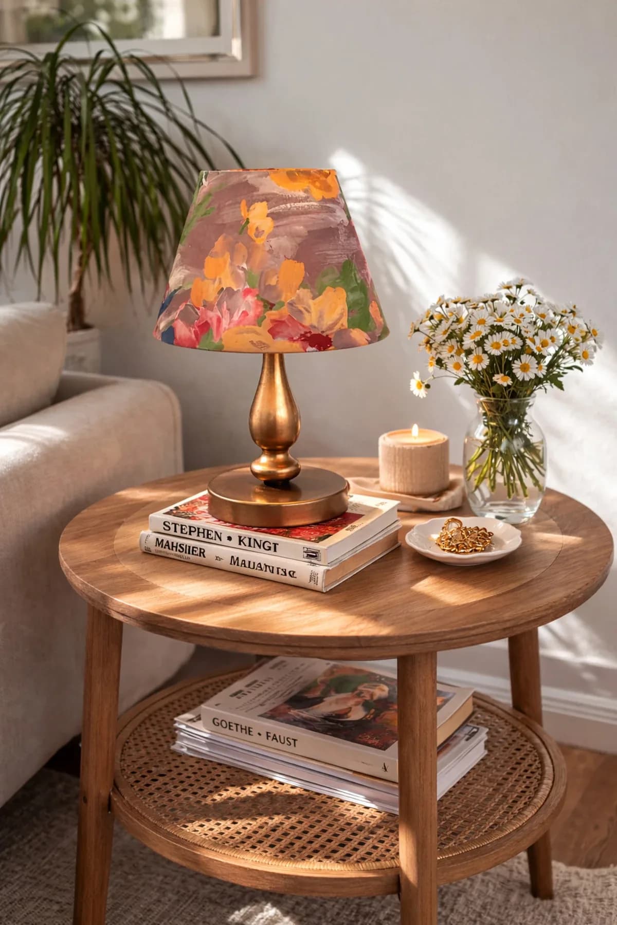 Eskitme Ayaklı Home Detaylı Masa Lambası Dekoratif Abajur Salon Yatak Odası