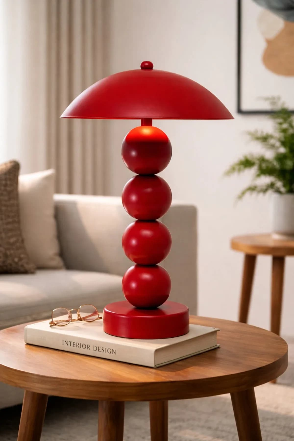 Pilli 4 Top Bordo Model Masa Lambası Cafe Salon Yatak Odası Aç Kapa Çalıştır Abajur
