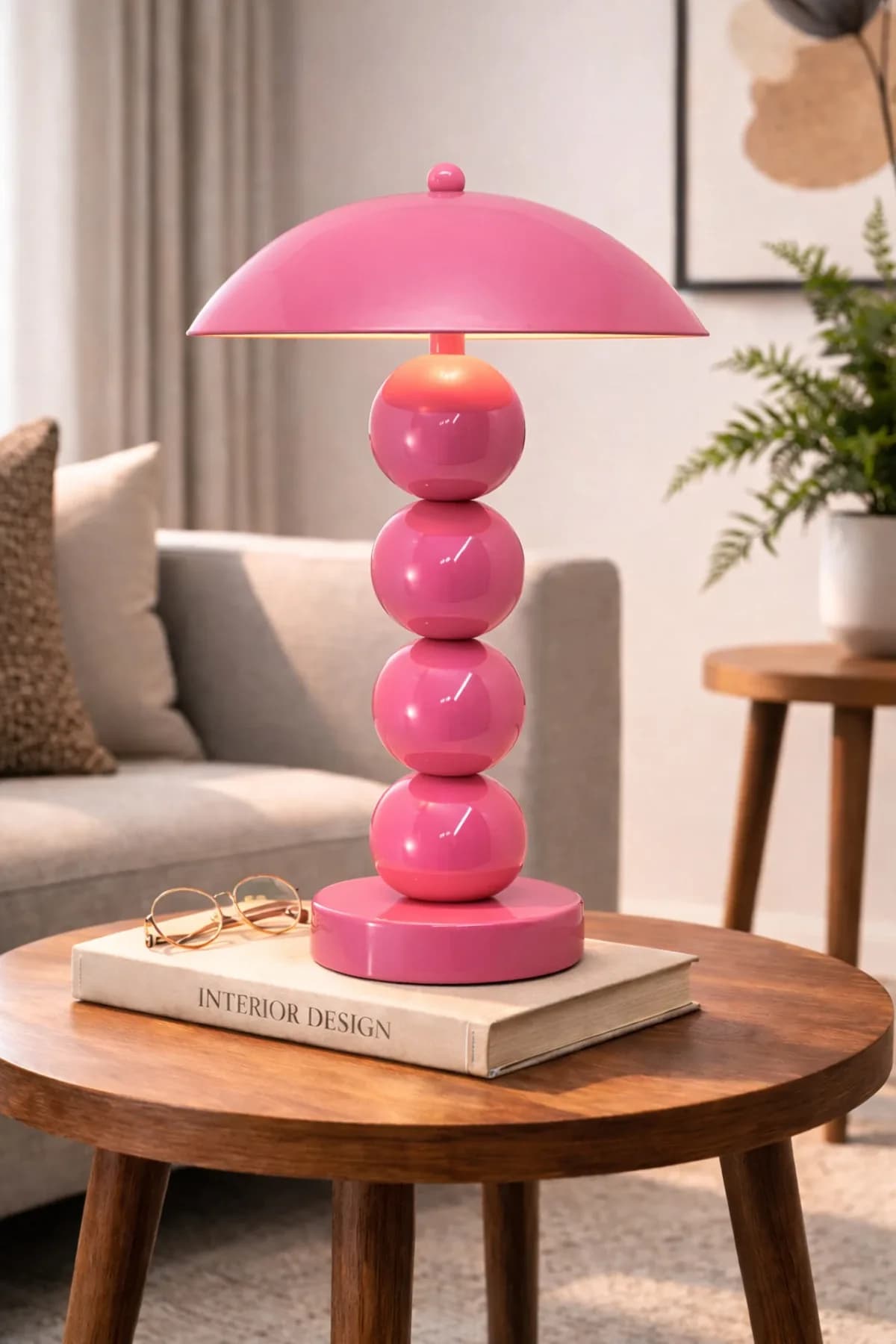 Pilli 4 Top Bordo Model Masa Lambası Cafe Salon Yatak Odası Aç Kapa Çalıştır Abajur