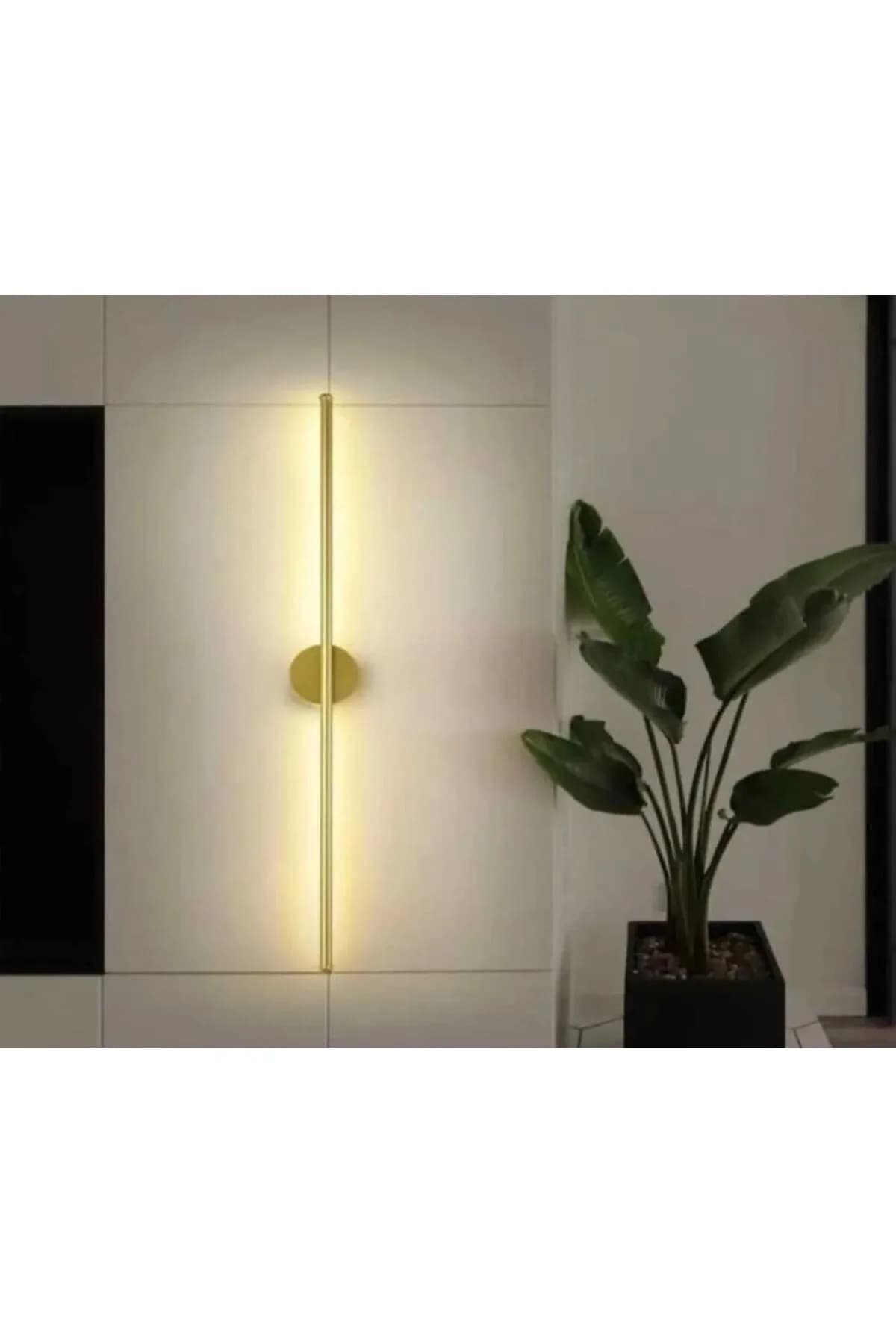 Modern Pilli Aplik Tak Çalıştır Kablosuz Ledli Aplik Eskitme Gold Pil Dahildir 70cm
