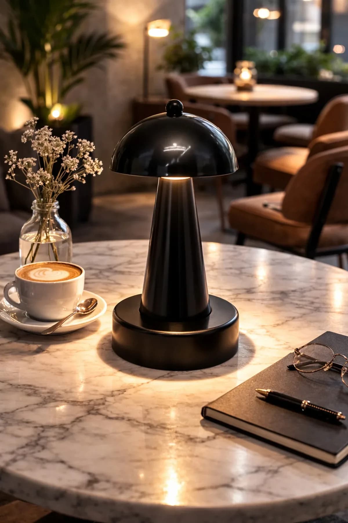 Como Model Bordo Pilli Masa Lambası Cafe Salon Yatak Odası Abajur Aç-Kapa Tuşlu