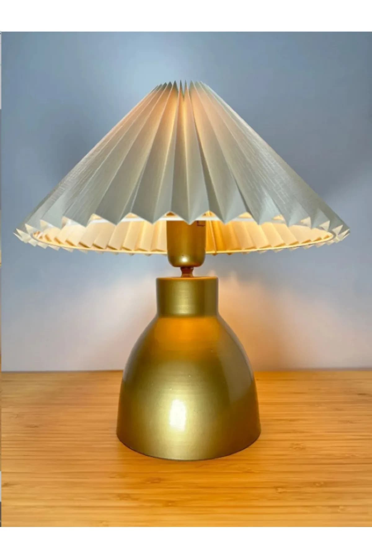 Umbrella Şapkalı Eskitme Ayaklı Dekoratif Abajur Yatak Odası Salon