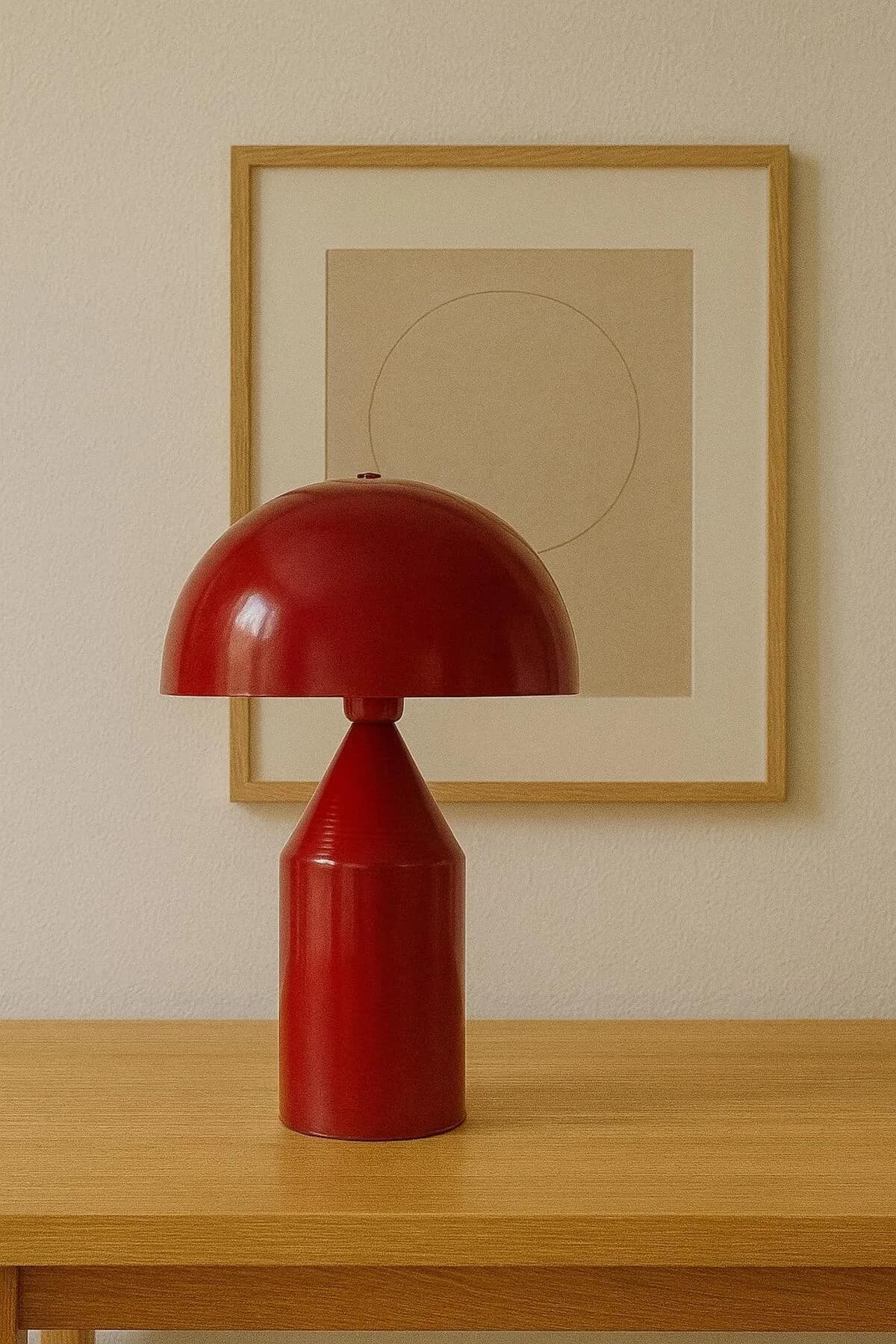 Mushroom Model Kalem Ayaklı Bordo Renkli Çalışma Masası Salon Abajur Masa Lambası
