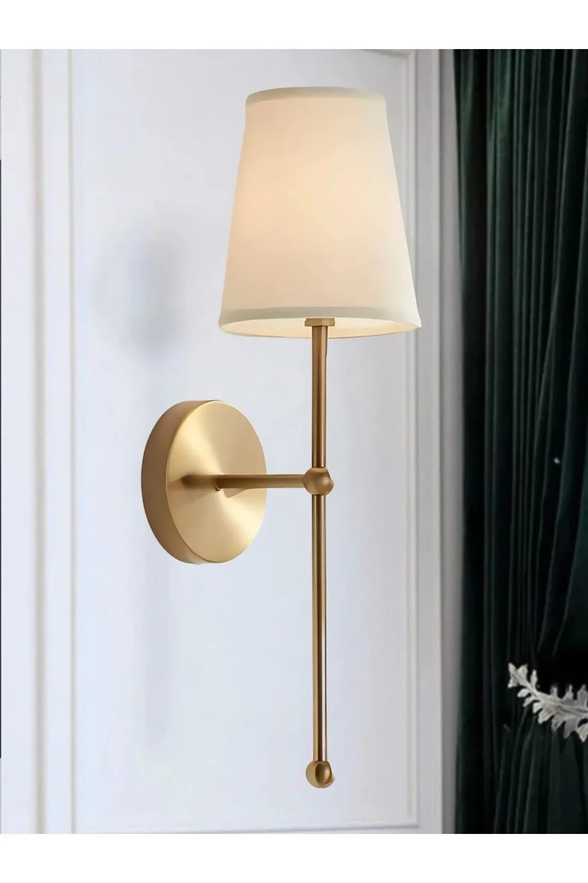 Modern Tasarım 1 Adet Duvar Ledli Pilli Aplik Tak Çalıştır Eskitme Gold Krem Abajur Gün Işığı Pilli