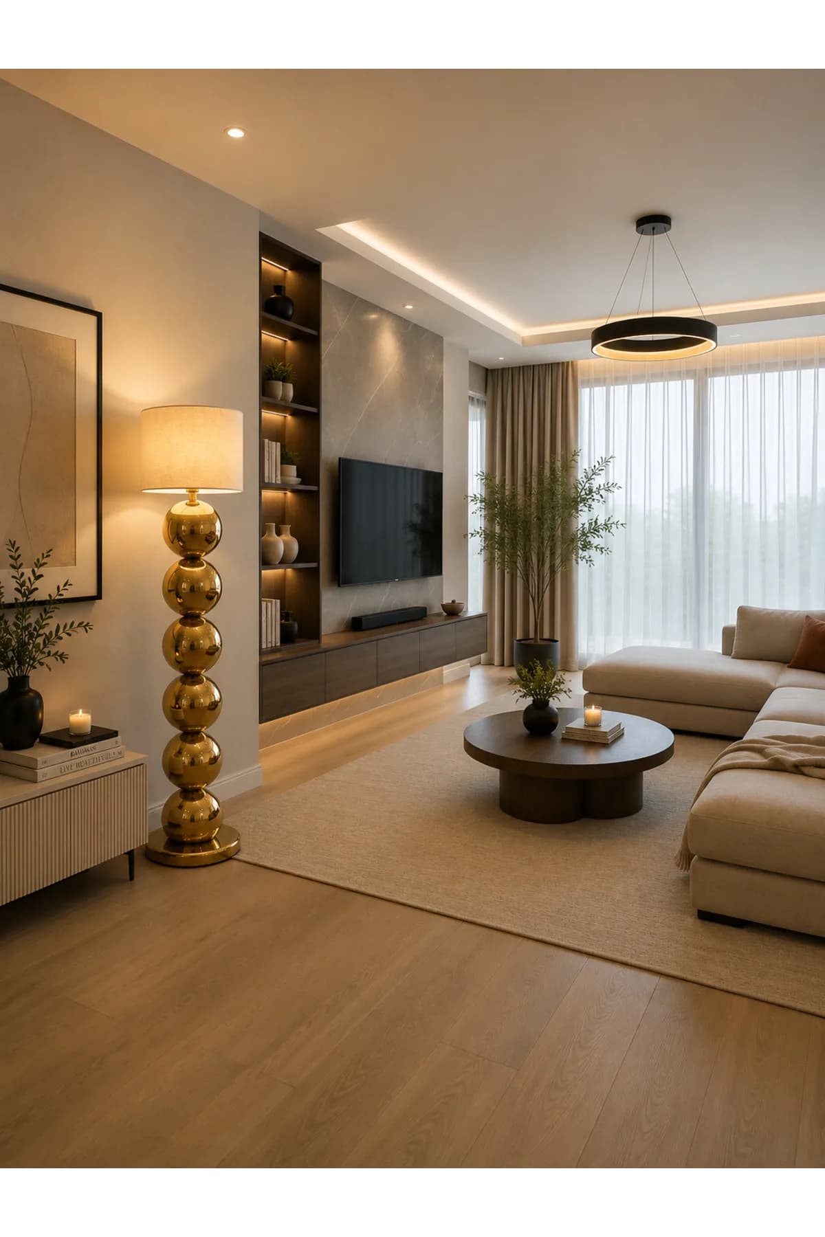 Visa Model Silindir Krem Abajur Şapkalı Salon Yatak Odası Lambader Ofis Şık Model