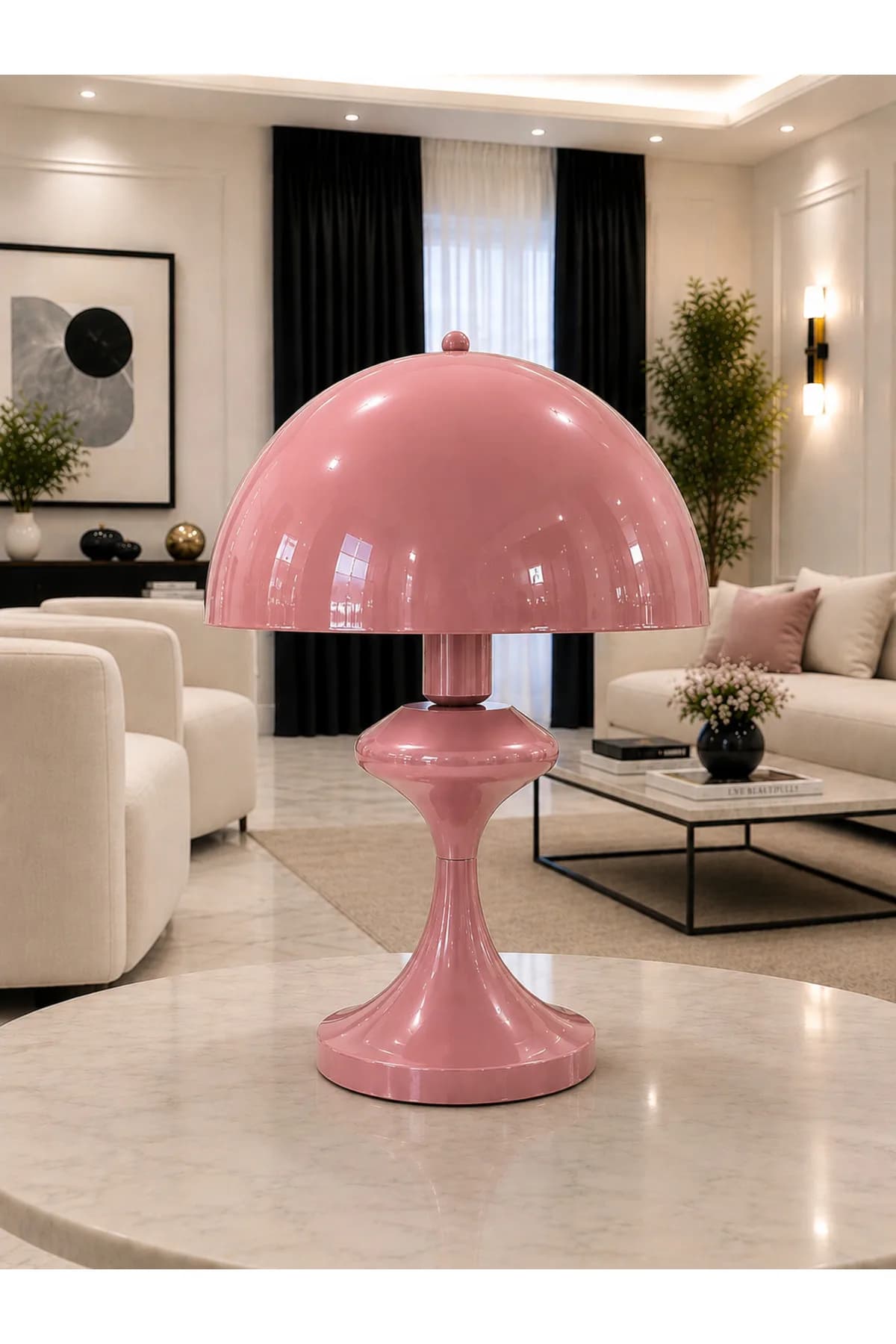 Aria Mantar Model Küreli Salon Yatak Odası Özel Proje Masa Lambası