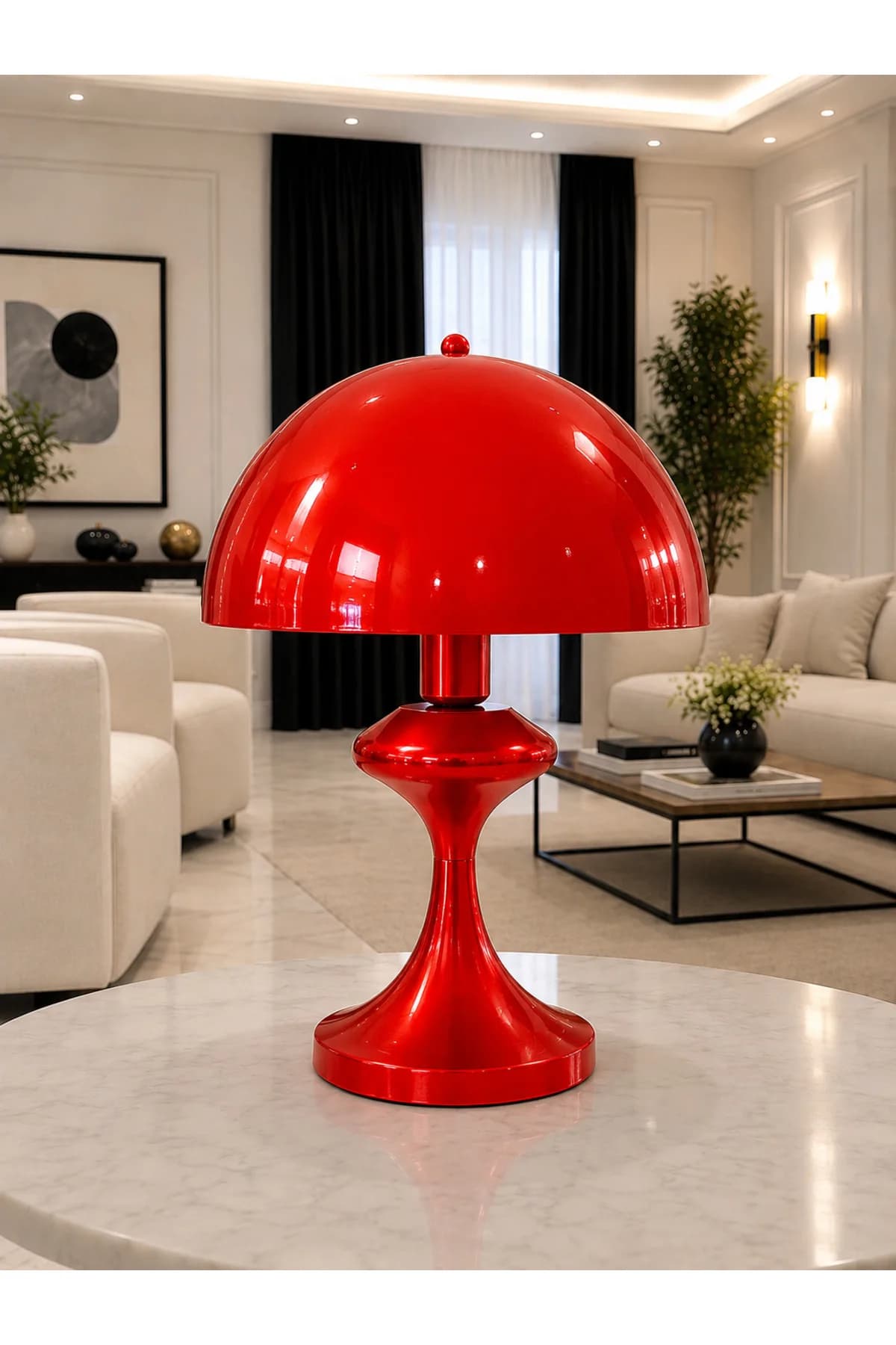 Aria Mantar Model Küreli Salon Yatak Odası Özel Proje Masa Lambası