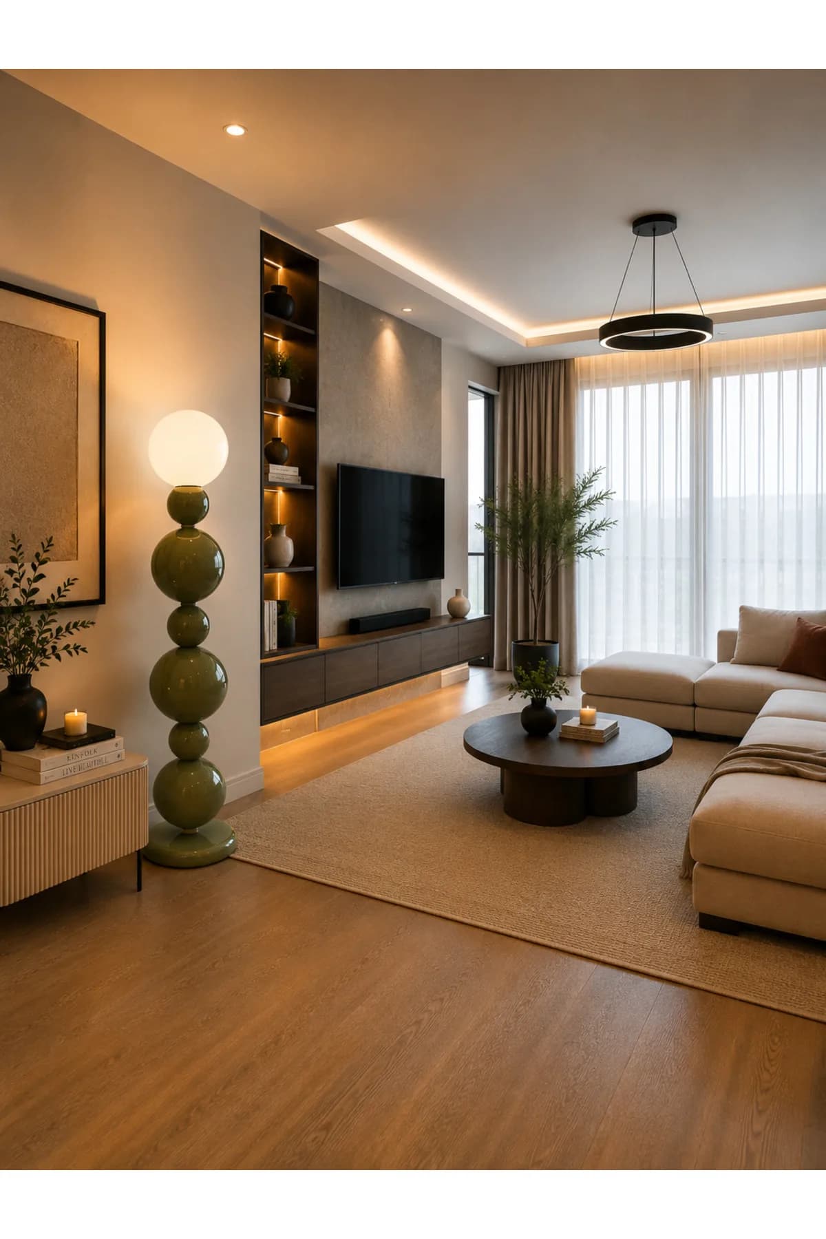 Camona Model Beyaz Opal Camlı Şık Lüks Lambader Salon Yatak Odası