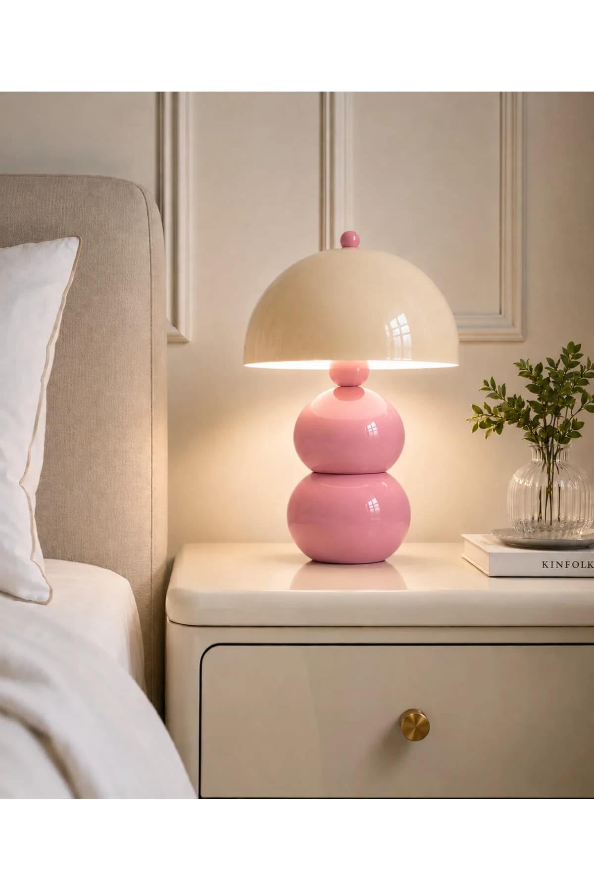 Bubble Model Krem Küreli Abajur Salon Yatak Odası Cafe Çocuk Odası Masa Lambası