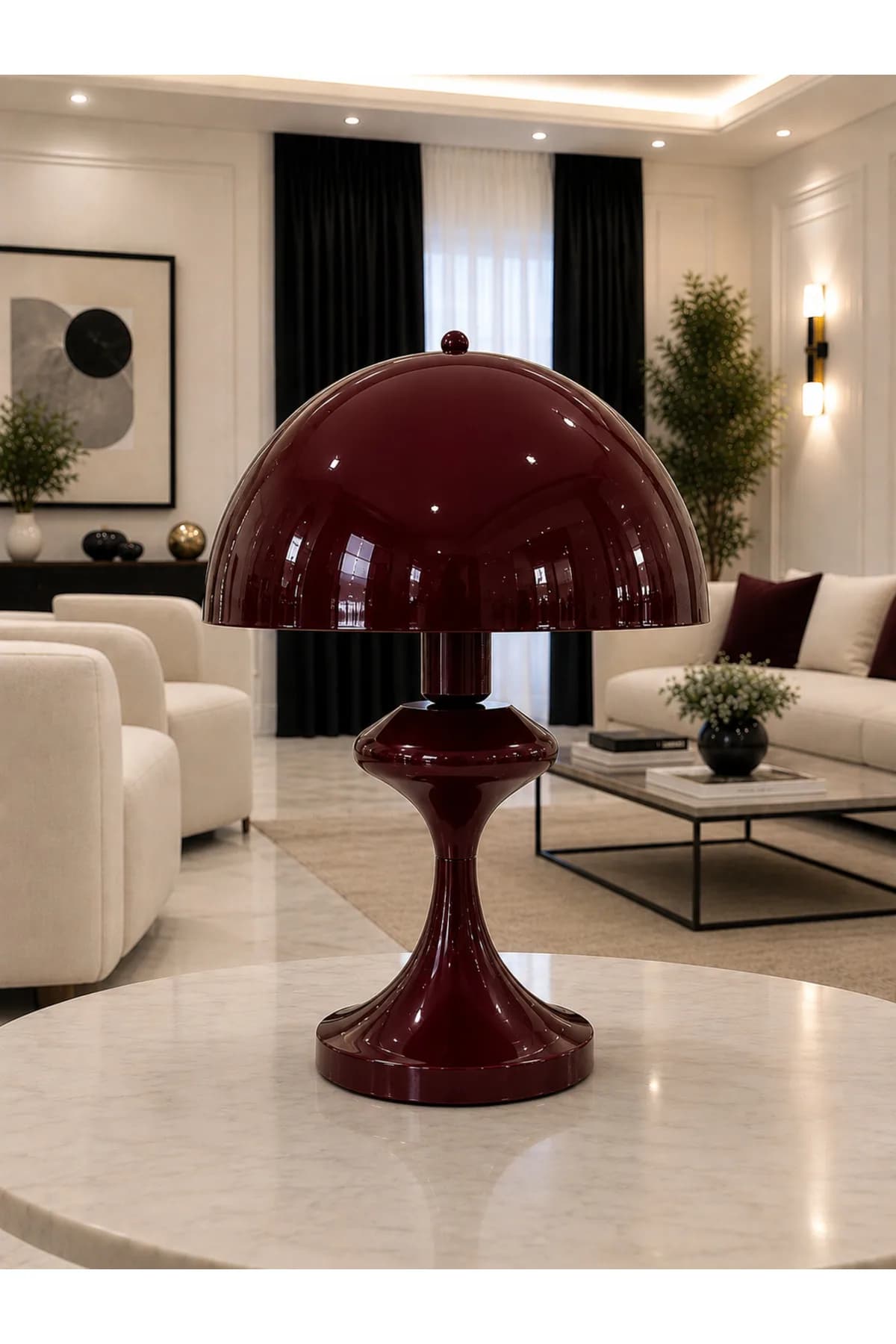 Aria Mantar Model Küreli Salon Yatak Odası Özel Proje Masa Lambası