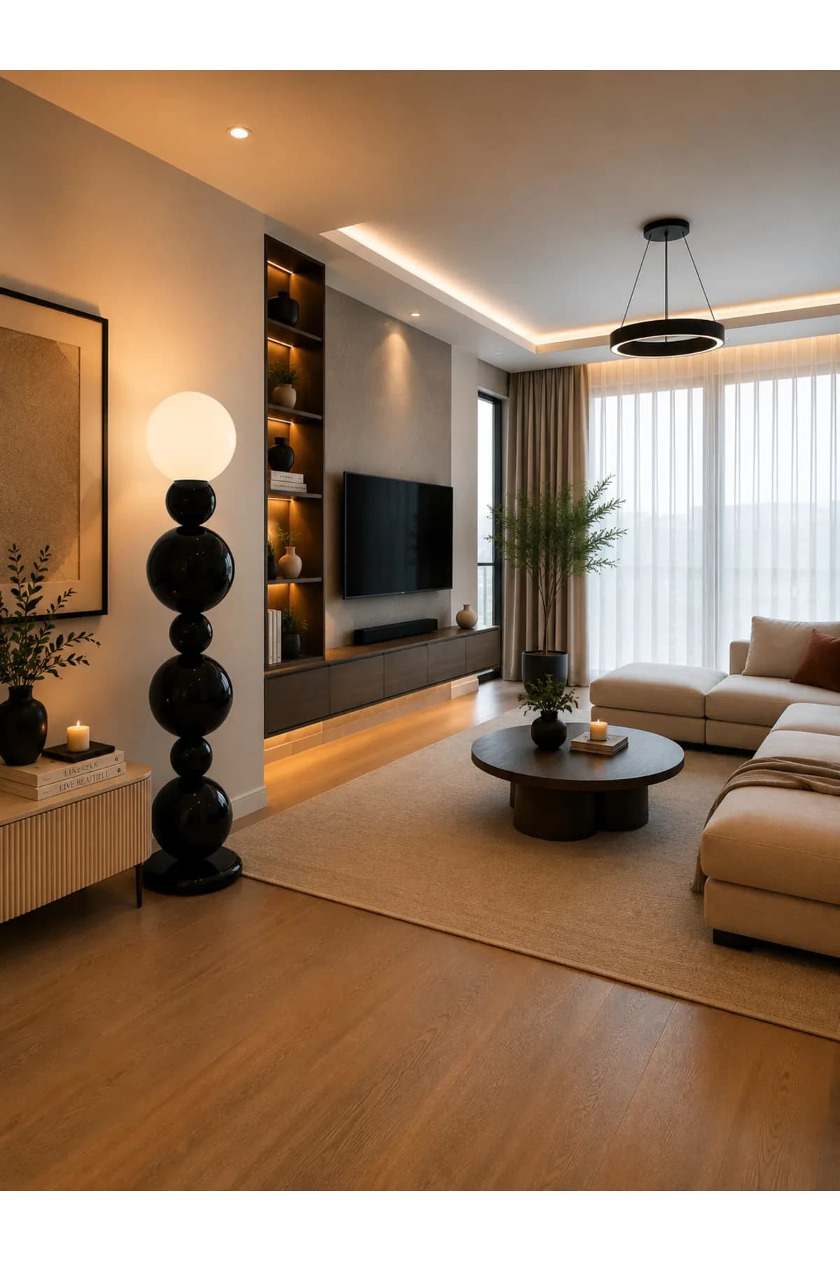 Camona Model Beyaz Opal Camlı Şık Lüks Lambader Salon Yatak Odası
