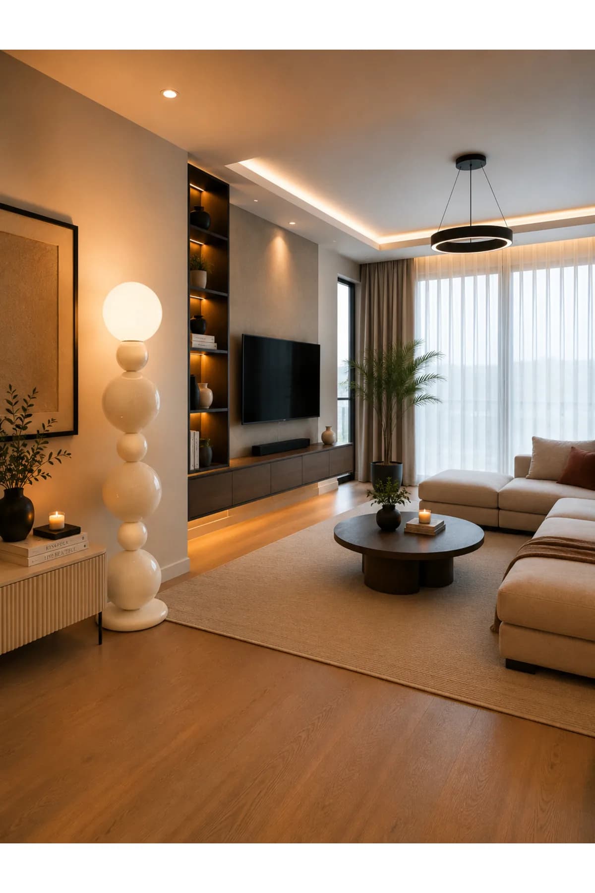Camona Model Beyaz Opal Camlı Şık Lüks Lambader Salon Yatak Odası