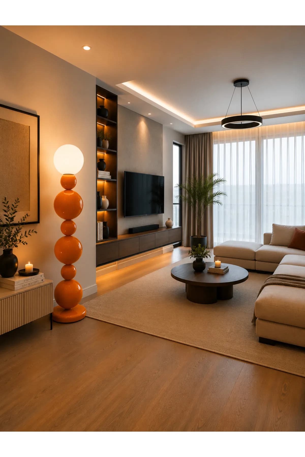 Camona Model Beyaz Opal Camlı Şık Lüks Lambader Salon Yatak Odası