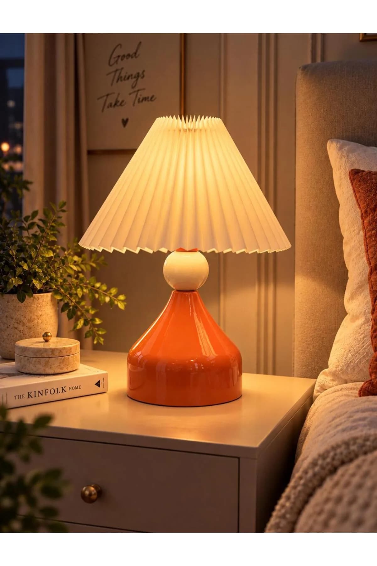 Loren Model Top Detaylı Umbrella Abajur Şapkalı Salon Yatak Odası Masa Lambası Proje Şık Lüks