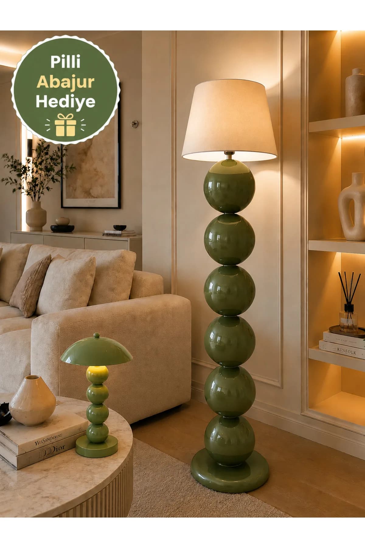 Nice Model Top Detaylı Krem Konik Abajur Şapkalı Salon Yatak Odası Proje Lambader Şık (Hediyelidir)