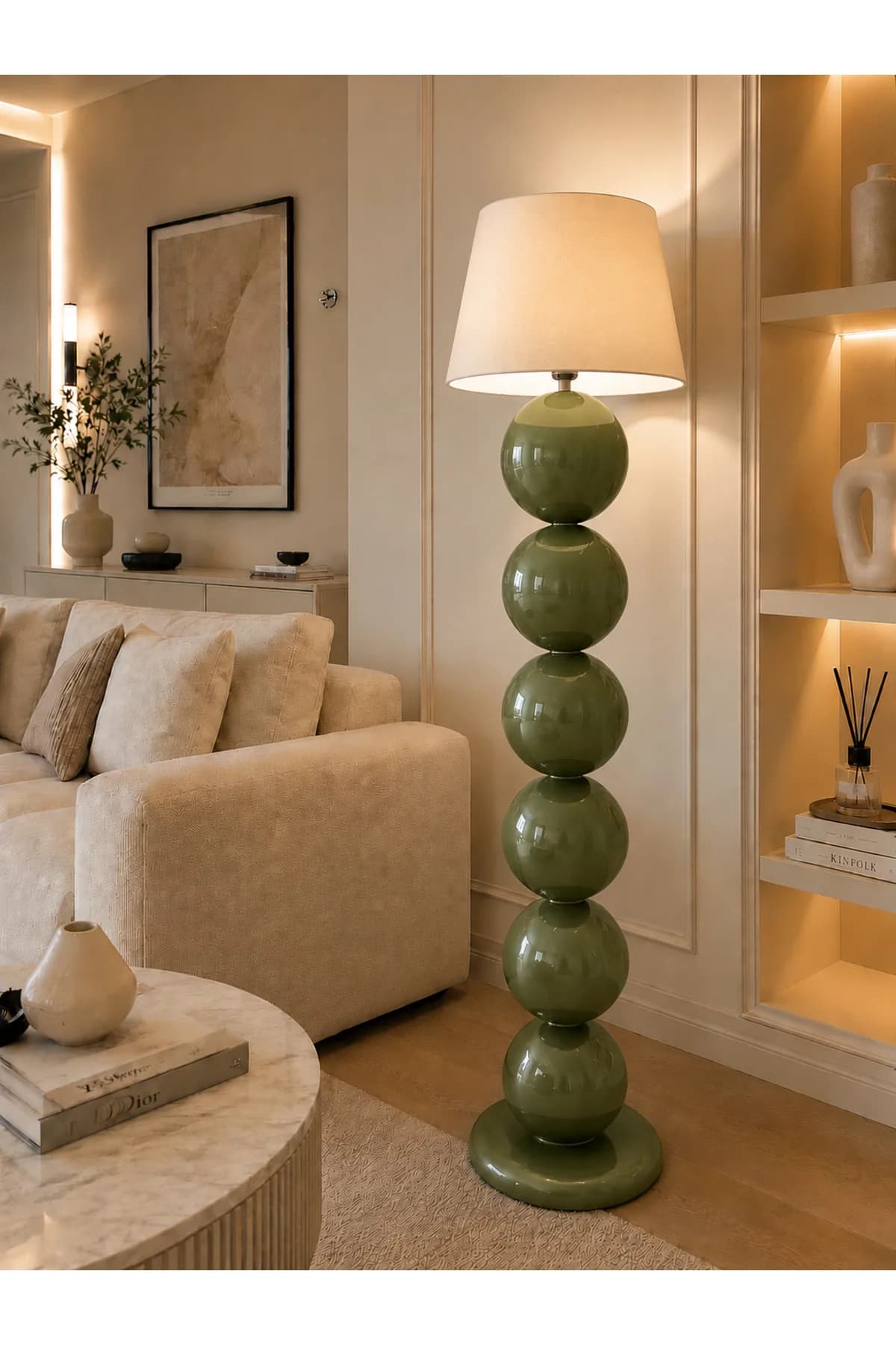 Nice Model Top Detaylı Krem Konik Abajur Şapkalı Salon Yatak Odası Proje Lambader Şık (Hediyelidir)