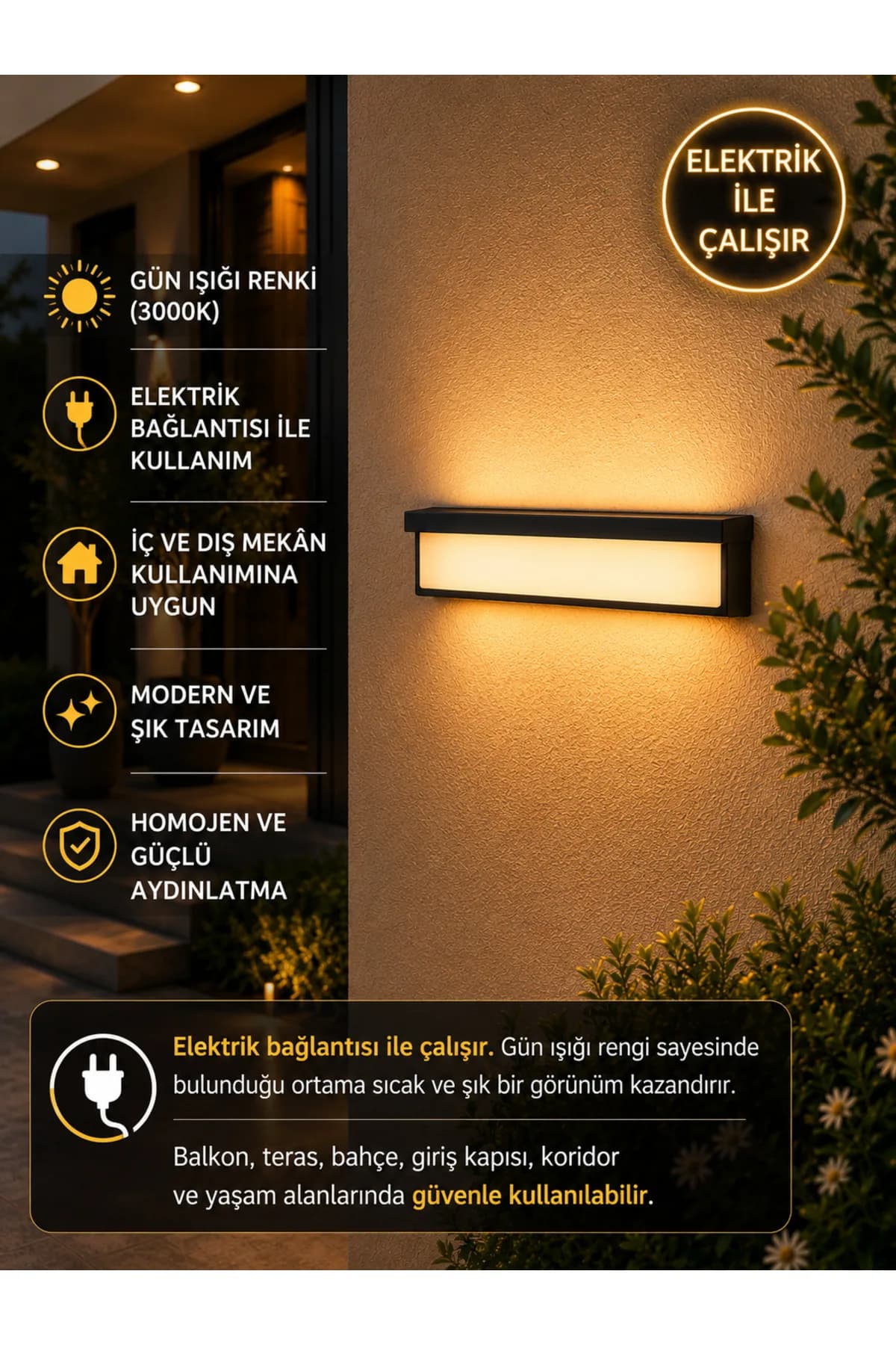 Yarasa Model Elektrikli Aplik Salon Yatak Odası Bahçe Tablo Aplik Şık