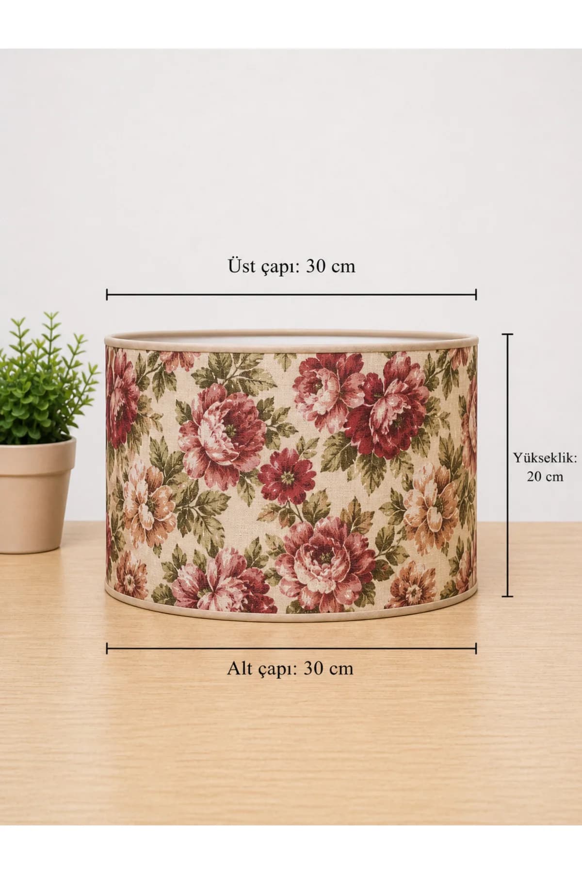 Abajur Şapka Model 30 x 20 Ölçülü Silindir Masa Lambası İçin Kullanabilir Şapka E-27 Duy Uyumlu Salon Yatak Odası