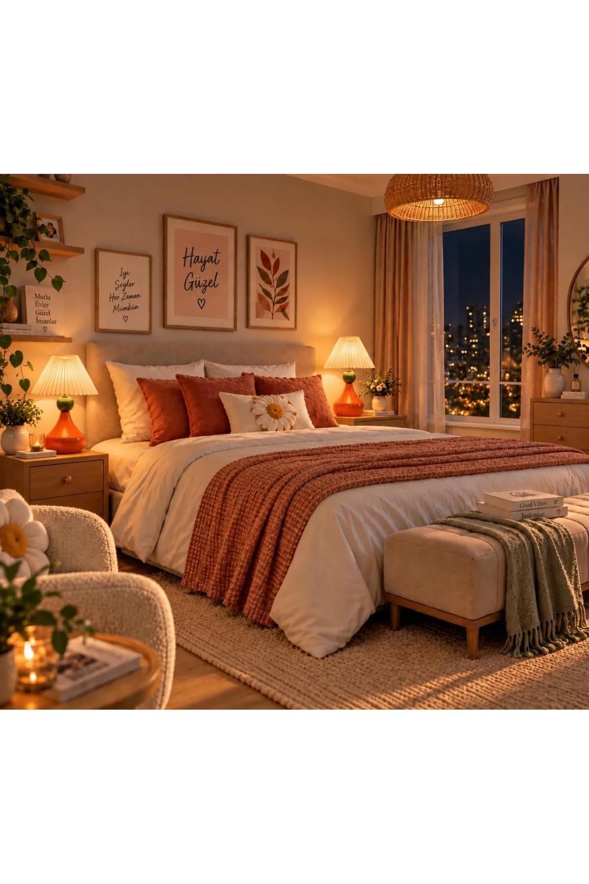 Loren Model Top Detaylı Umbrella Abajur Şapkalı Salon Yatak Odası Masa Lambası Proje Şık Lüks