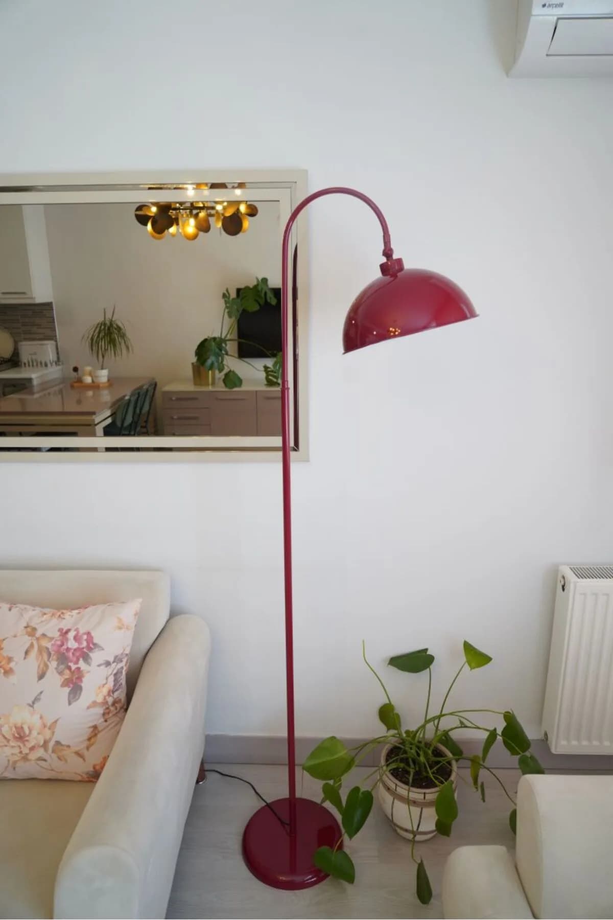 Mint Yeşil Renkli İçi Beyaz Oynar Başlıklı Dekoratif Şık Mantar Lambader Salon Yatak Odası