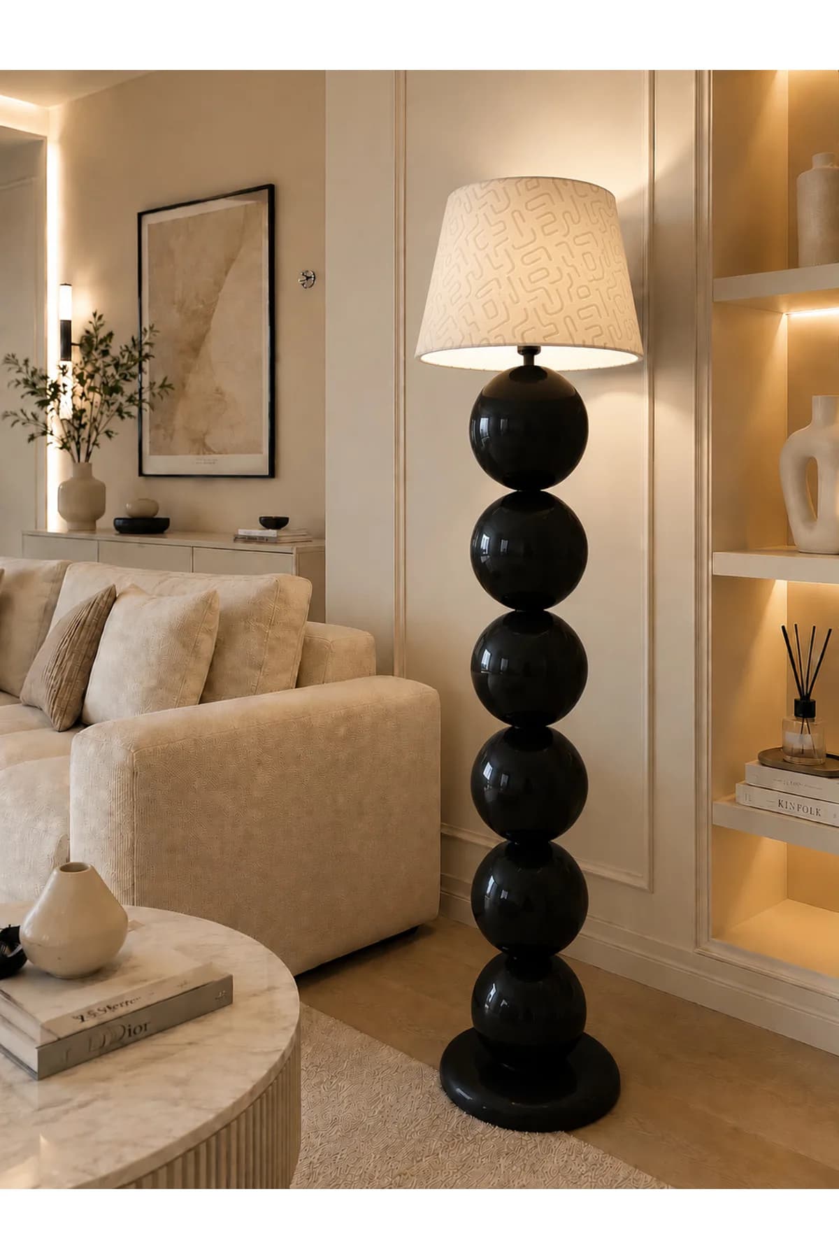 Nice Model Top Detaylı Krem Konik Abajur Şapkalı Salon Yatak Odası Proje Lambader Şık (Hediyelidir)